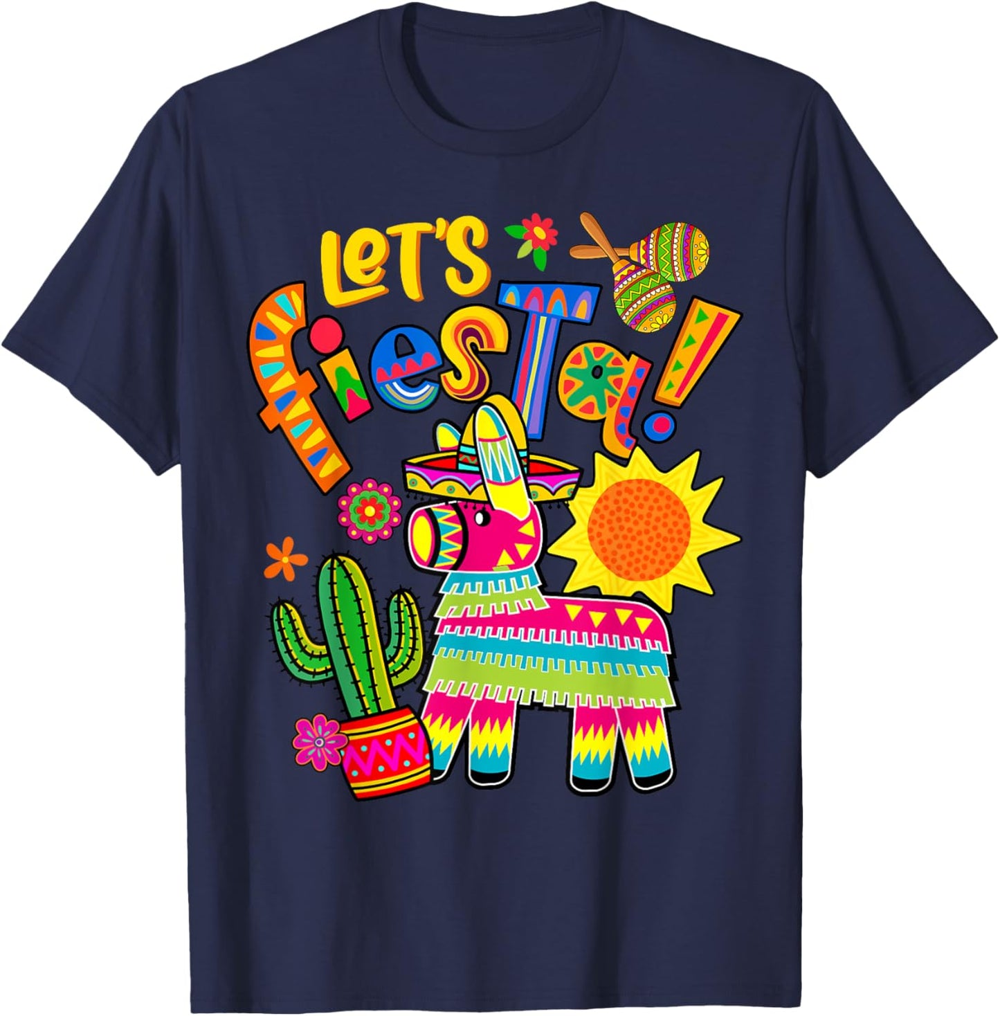 Let's Fiesta Cinco De Mayo Camisa Mexicana Hombre Mexico T-Shirt - T-Shirt | Navy
