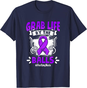 Grab Life Testicle Testicular Cancer Awareness T-Shirt - T-Shirt | Navy