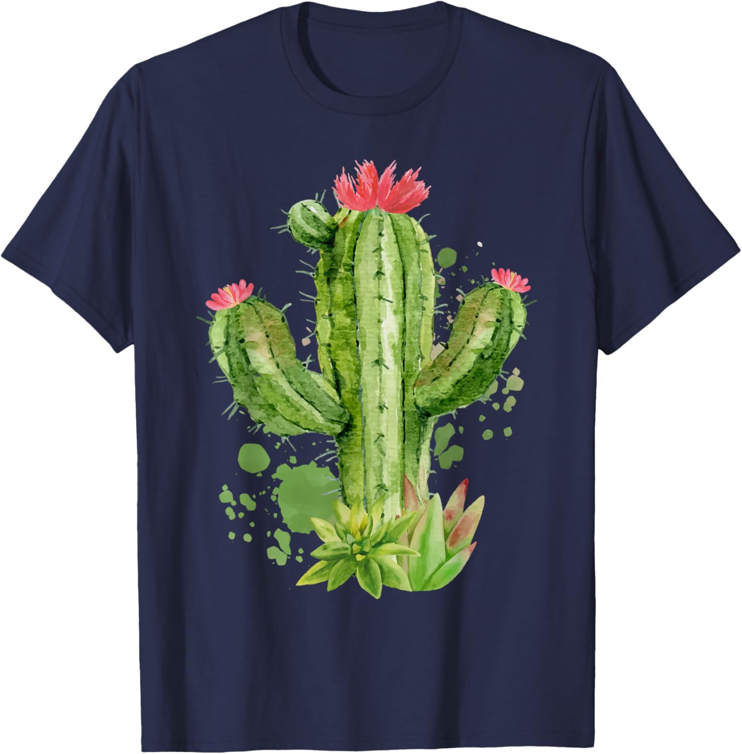 Cute Blooming Cactus Flowers Cacti Succulents Lover T-Shirt - T-Shirt | Navy