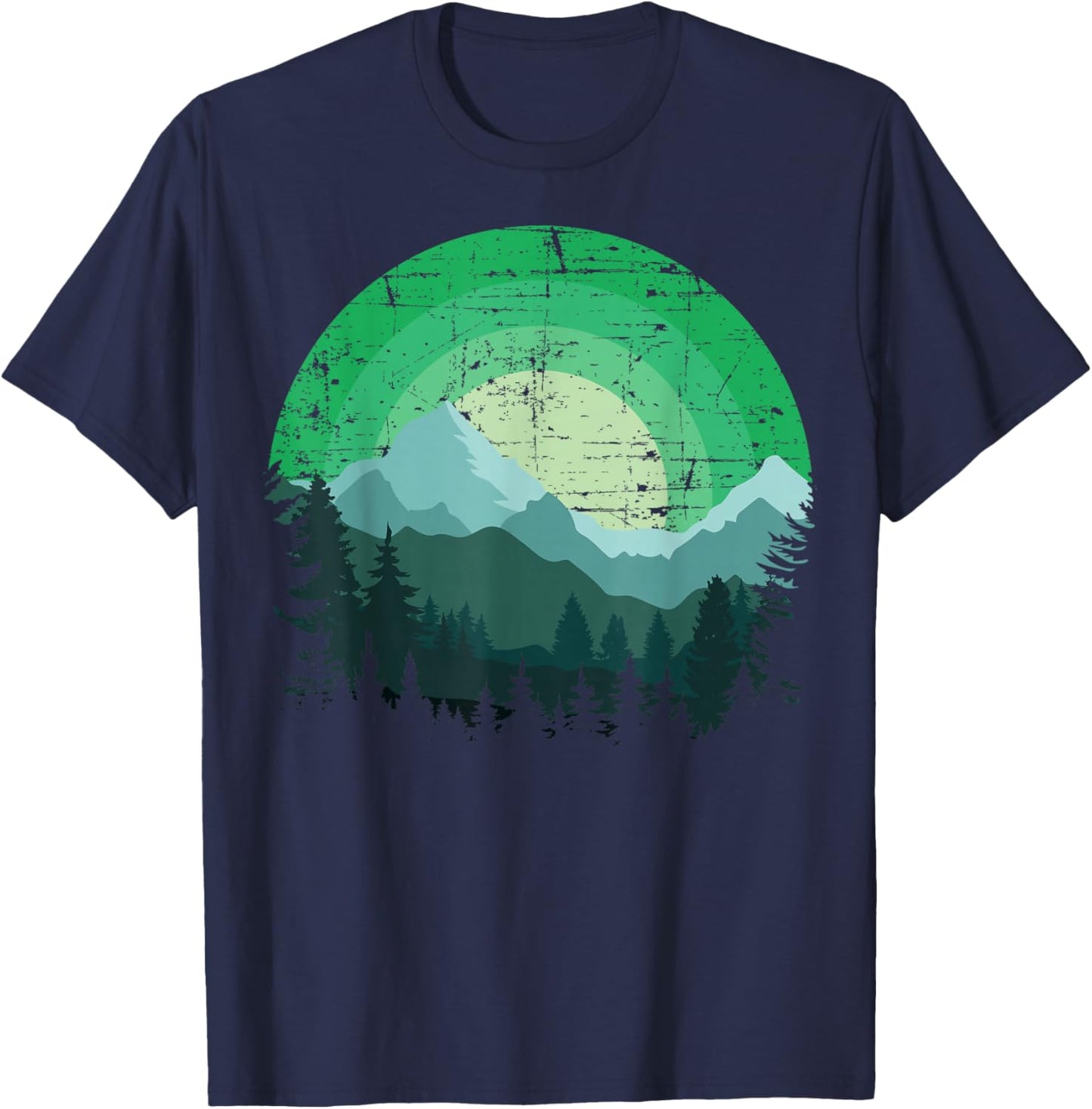 Timeless Mountain, Nature Trees and Forest T-Shirt - T-Shirt | Navy