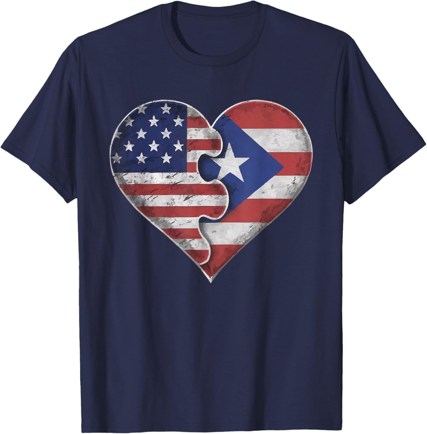 Half Puerto Rican Half American USA Flag Puerto Rico T-Shirt - T-Shirt | Navy