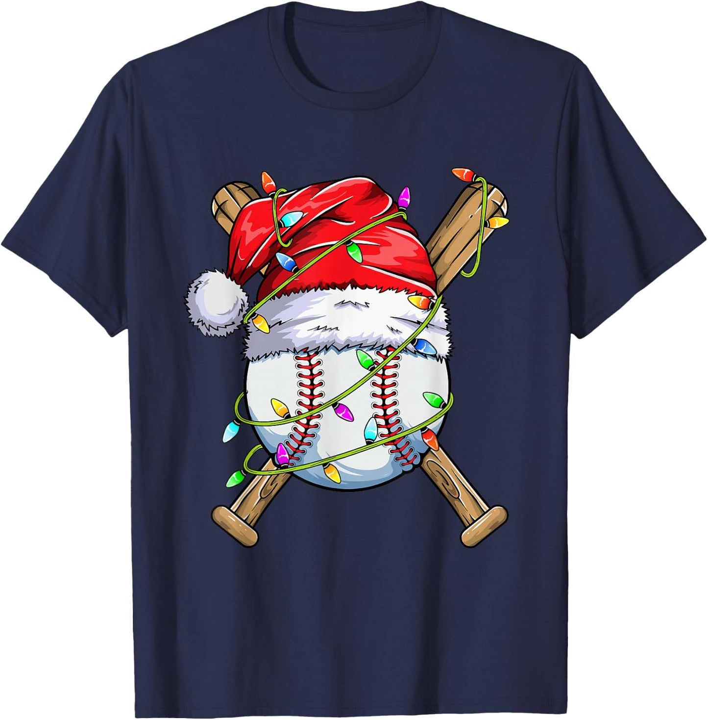 Santa Sports Design Boys Christmas Baseball Player T-Shirt - T-Shirt | Navy