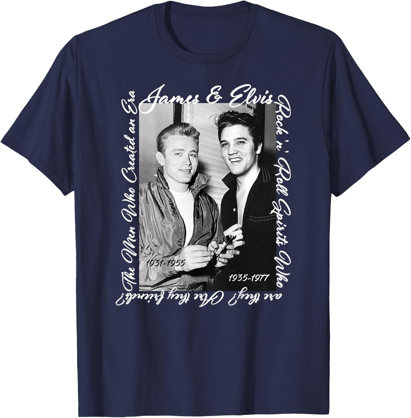 James Dean_Elvis Presley_Back Printed T-Shirt - T-Shirt | Navy
