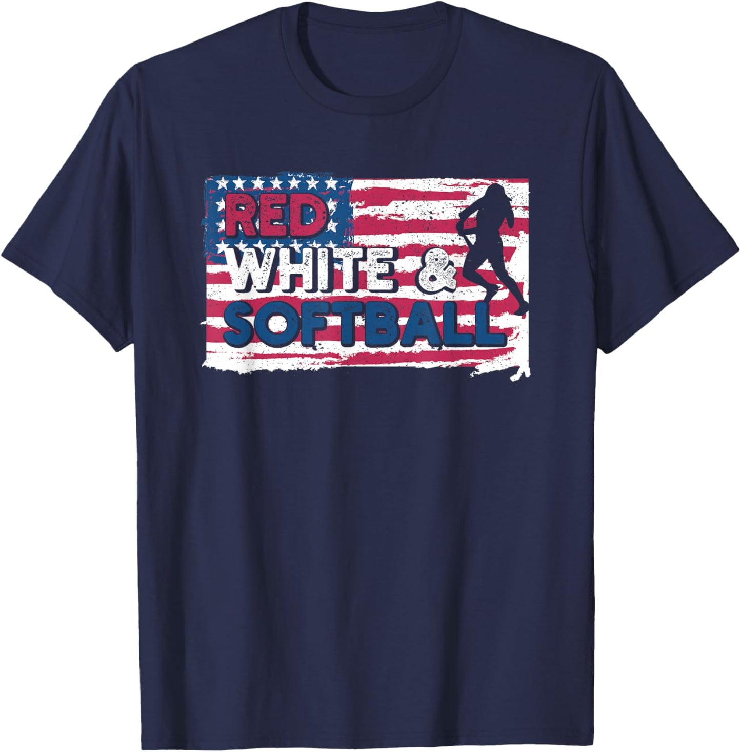 Patriotic Red, White, & Softball Fourth of July American Kids Men T-Shirt - T-Shirt | Navy