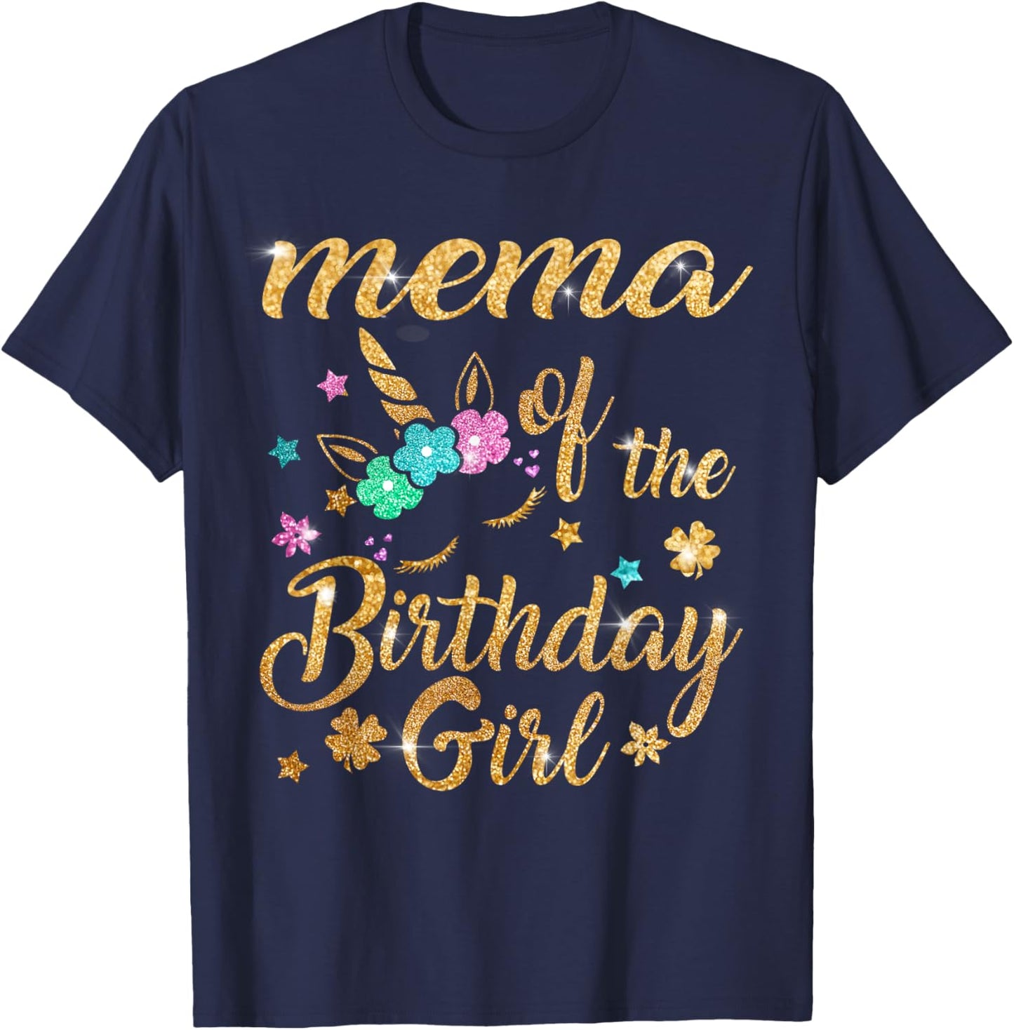 Mema of The Birthday Girl Unicorn Grandma T-Shirt - T-Shirt | Navy