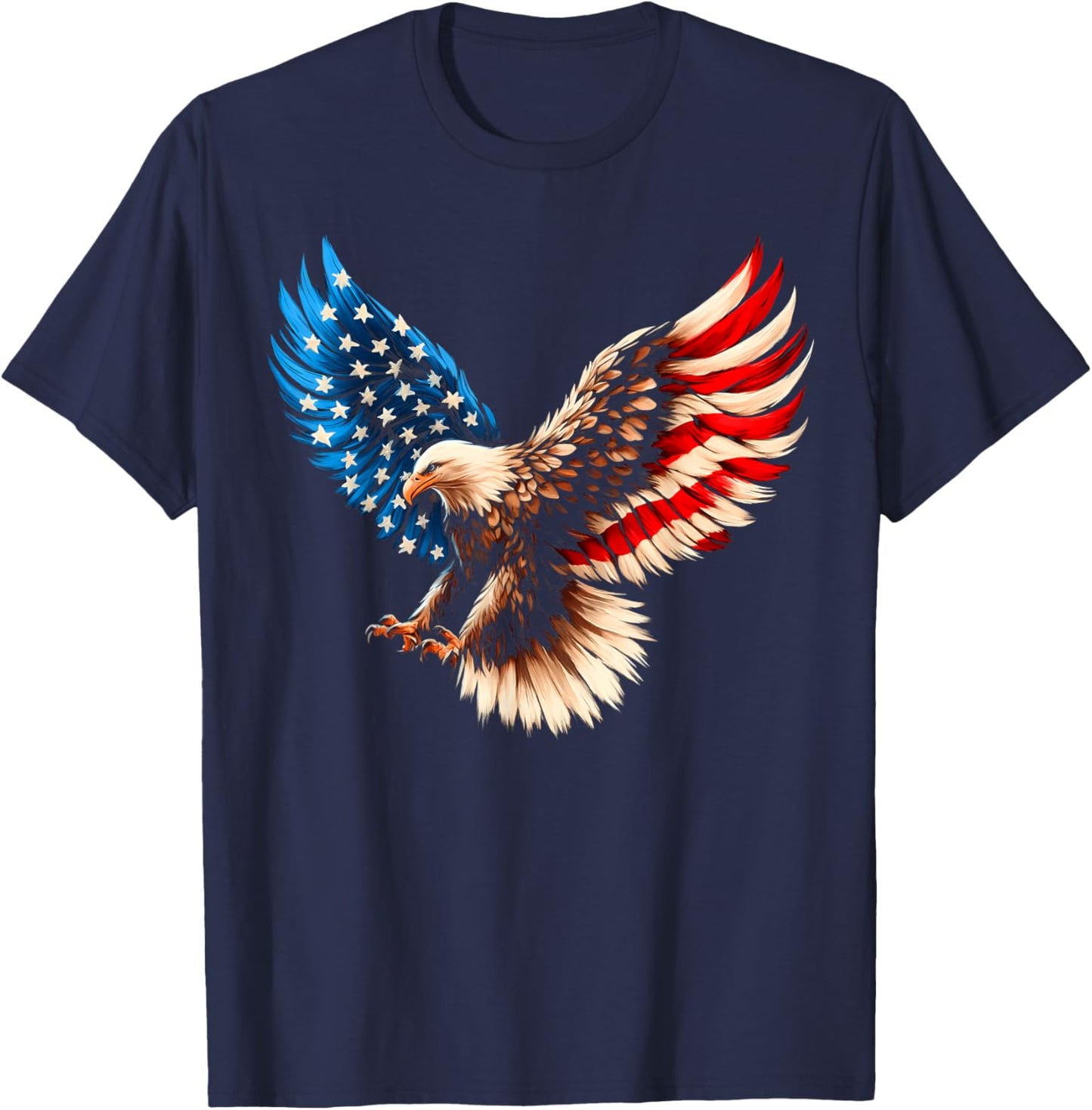 Bald Eagle & Patriotic American Flag 4th Of July T-Shirt - T-Shirt | Navy