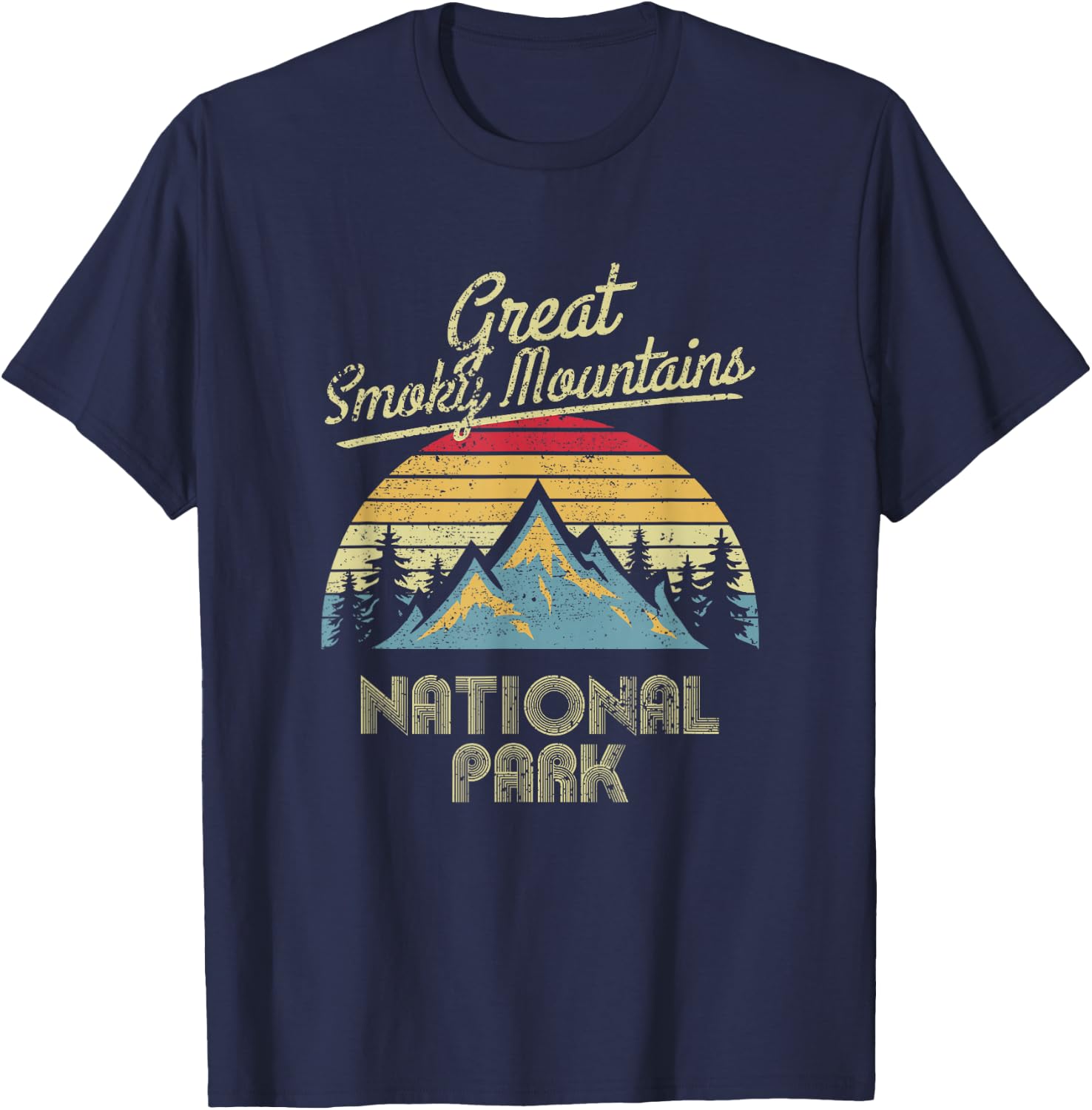 Vintage Great Smoky Mountains National Park Mountain T Shirt T-Shirt - T-Shirt | Navy