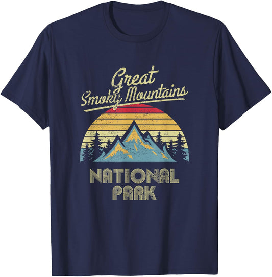 Vintage Great Smoky Mountains National Park Mountain T Shirt T-Shirt - T-Shirt | Navy