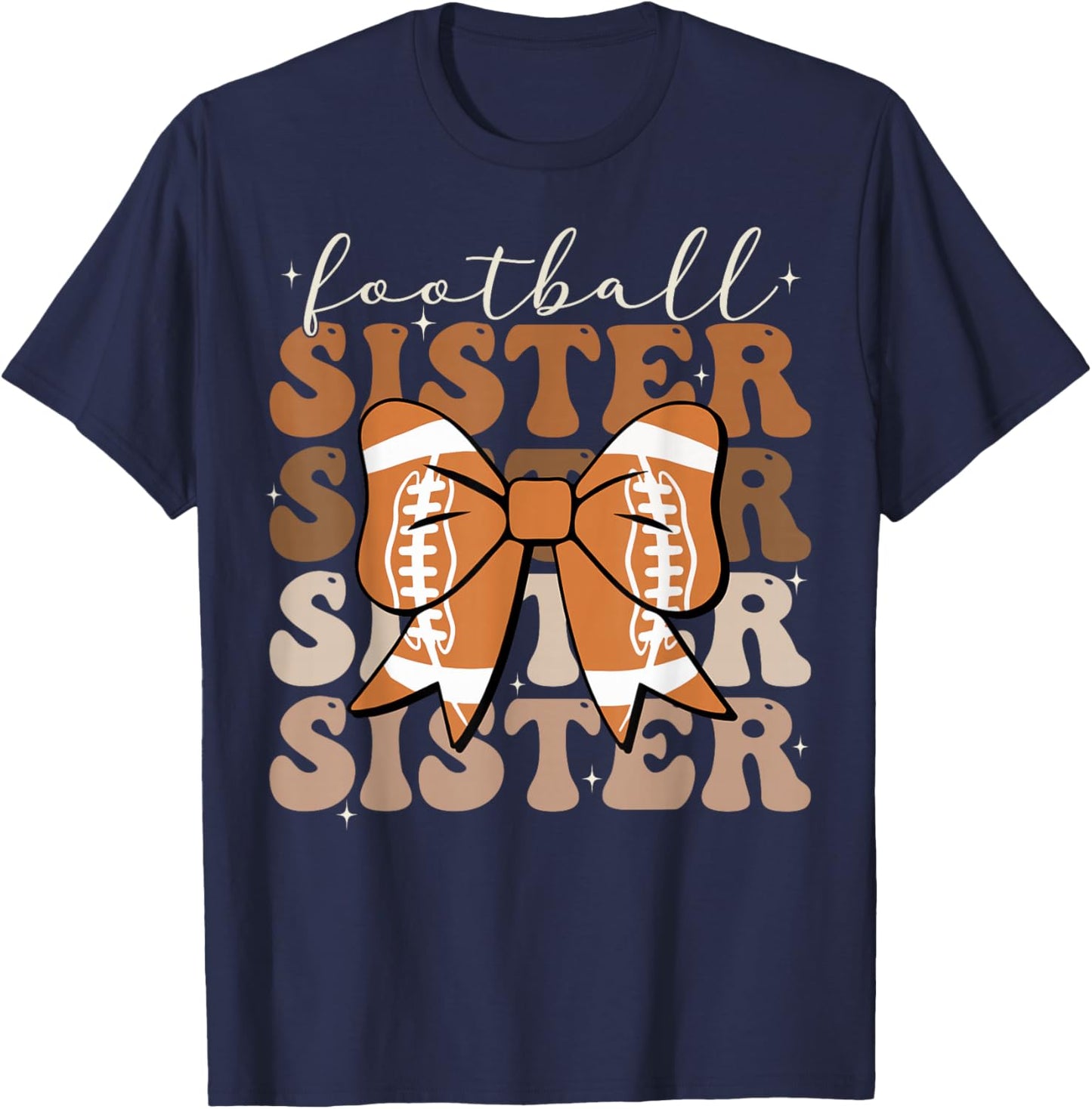 Football Sister Vintage Sport Lover Sister Mothers Da T-Shirt - T-Shirt | Navy