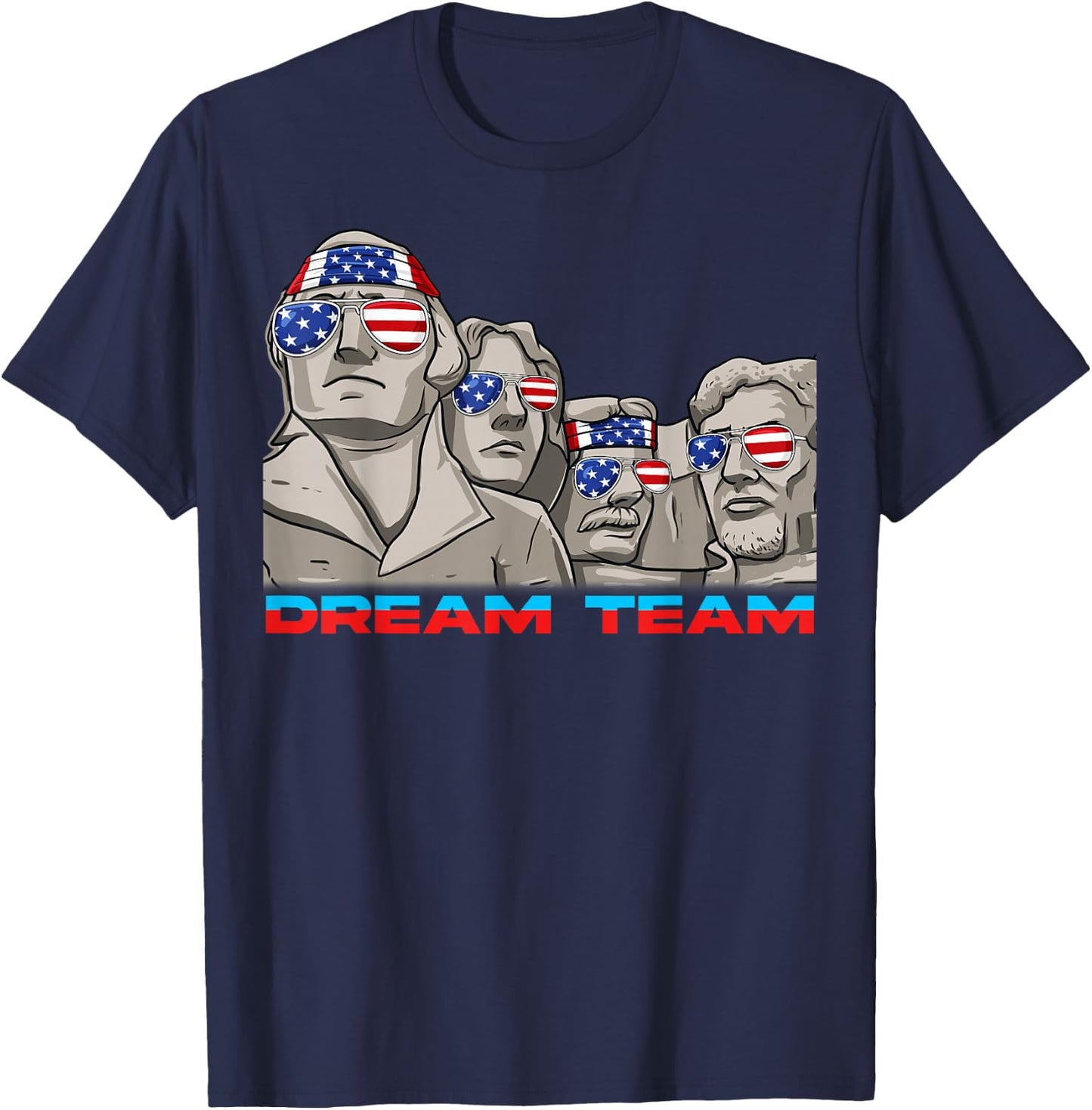 Mount Rushmore 4th of July Funny Patriotic Presidents Team T-Shirt - T-Shirt | Navy