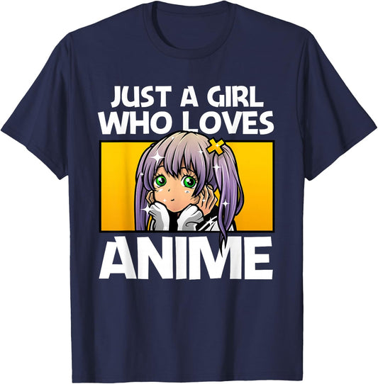 Anime Gift Teen Girls Women Anime Merch Anime Lover Girl T-Shirt - T-Shirt | Navy