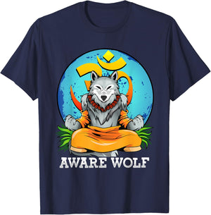 Werewolf Pun Halloween Costume Aware Wolf Yoga Meditation T-Shirt - T-Shirt | Navy
