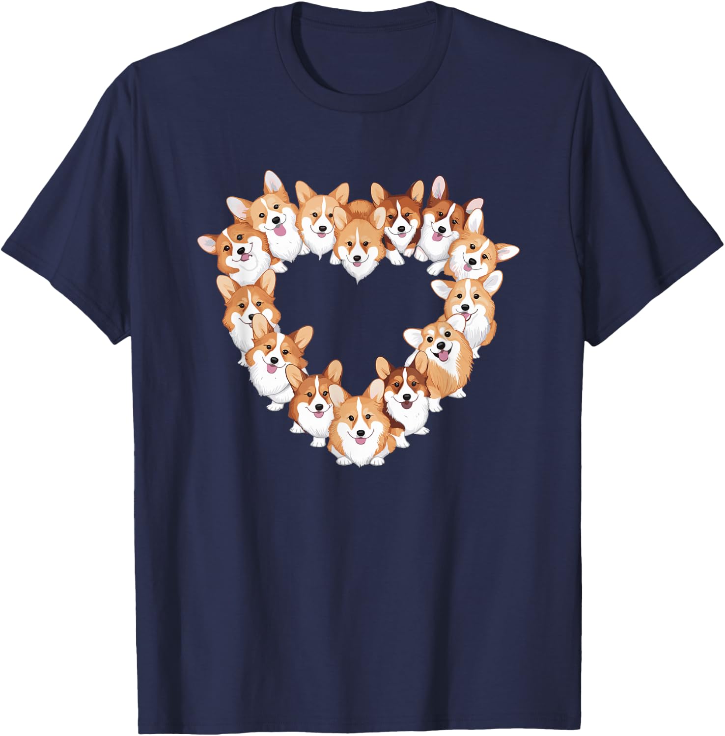 Heart Pembroke Welsh Corgi Corgis T-Shirt - T-Shirt | Navy