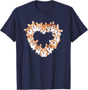 Heart Pembroke Welsh Corgi Corgis T-Shirt - T-Shirt | Navy