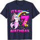 7th Birthday Unicorn Mermaid Girls 7 Years Old Mermicorn T-Shirt - T-Shirt | Navy
