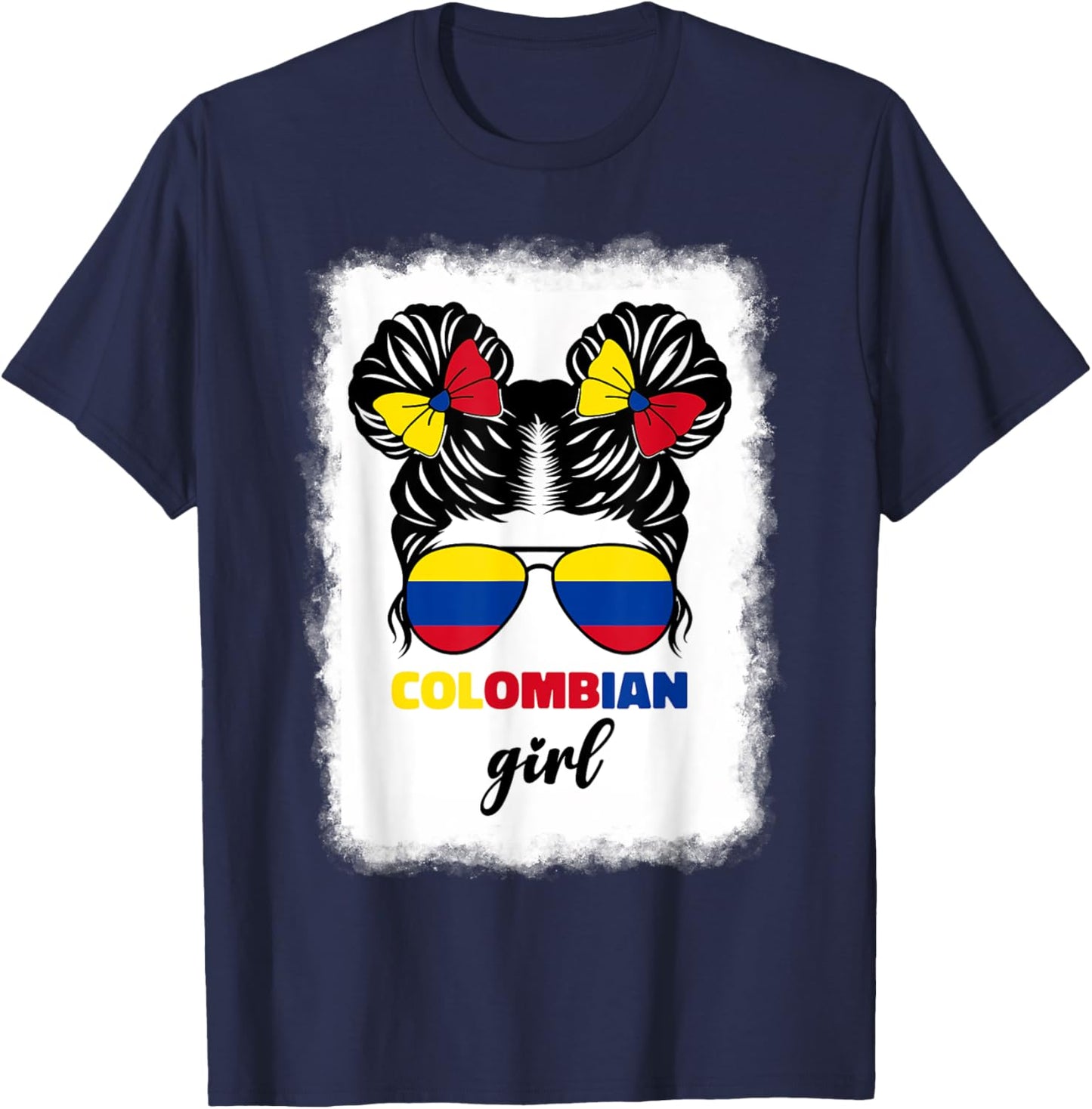 Colombiana Colombia Flag Cute Colombian Girl For Kids Girls T-Shirt - T-Shirt | Navy