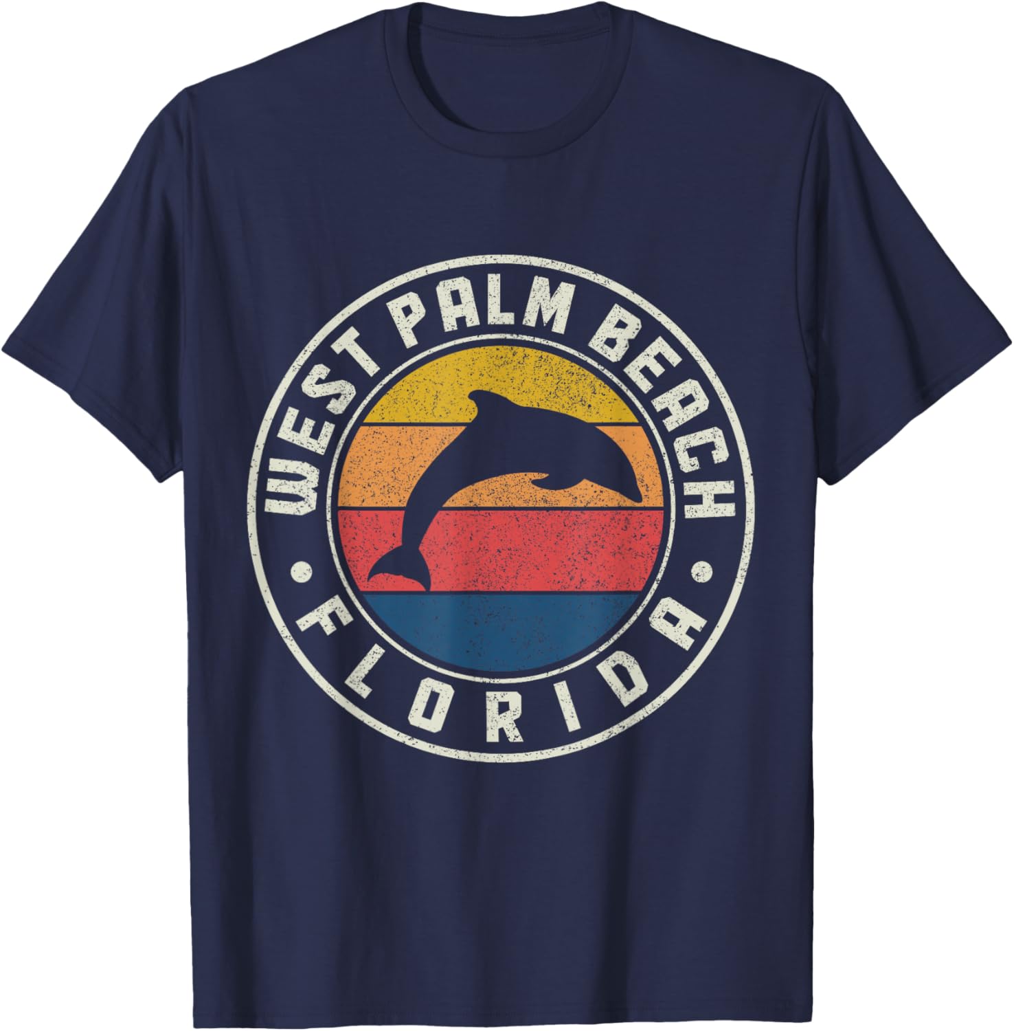 West Palm Beach Florida Dolphin Souvenir Vintage T-Shirt - T-Shirt | Navy