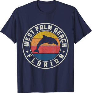 West Palm Beach Florida Dolphin Souvenir Vintage T-Shirt - T-Shirt | Navy