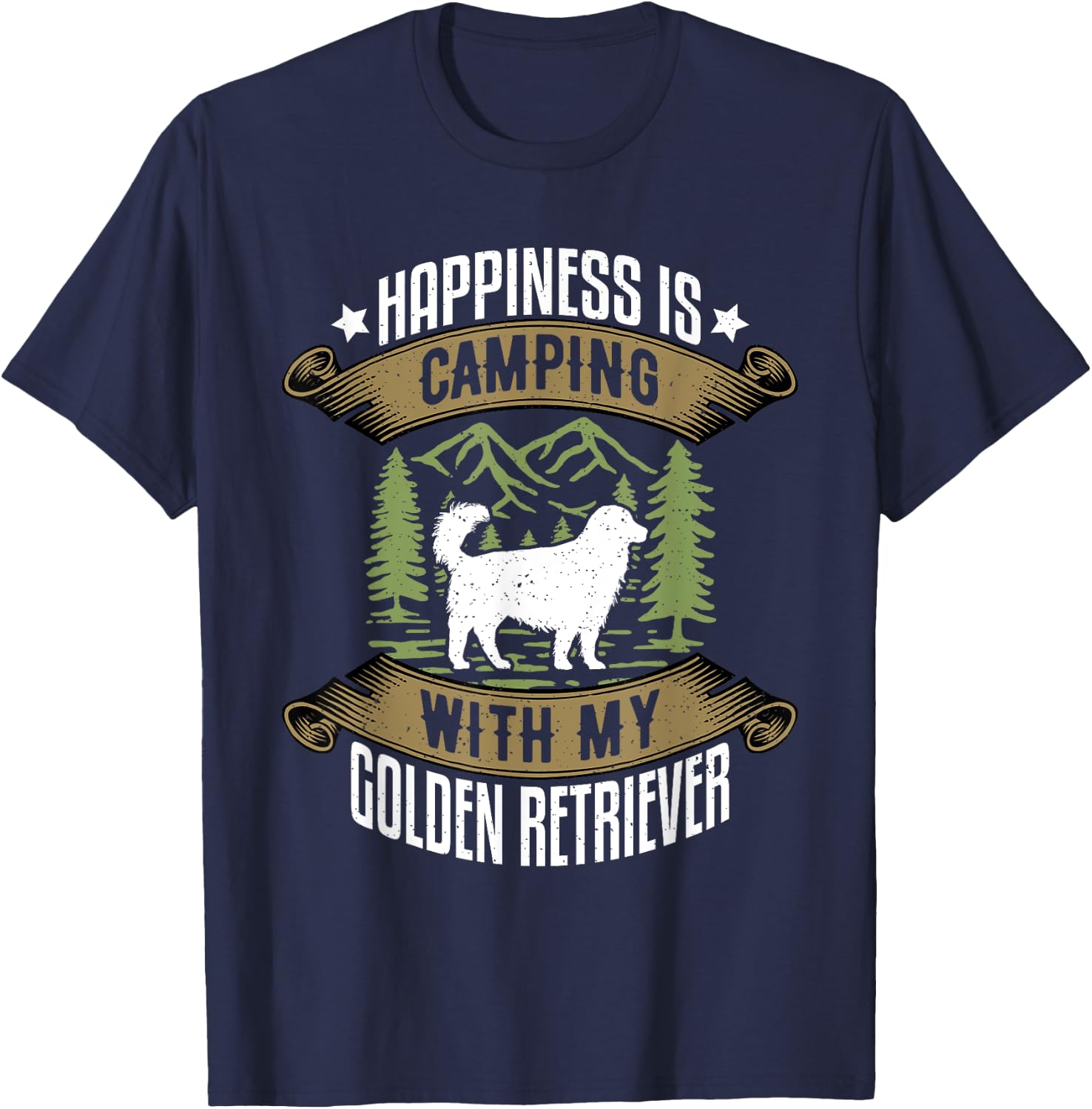 Camping With Golden Retrievers | Camp Lover Camping And Dogs T-Shirt - T-Shirt | Navy