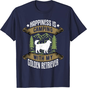 Camping With Golden Retrievers | Camp Lover Camping And Dogs T-Shirt - T-Shirt | Navy