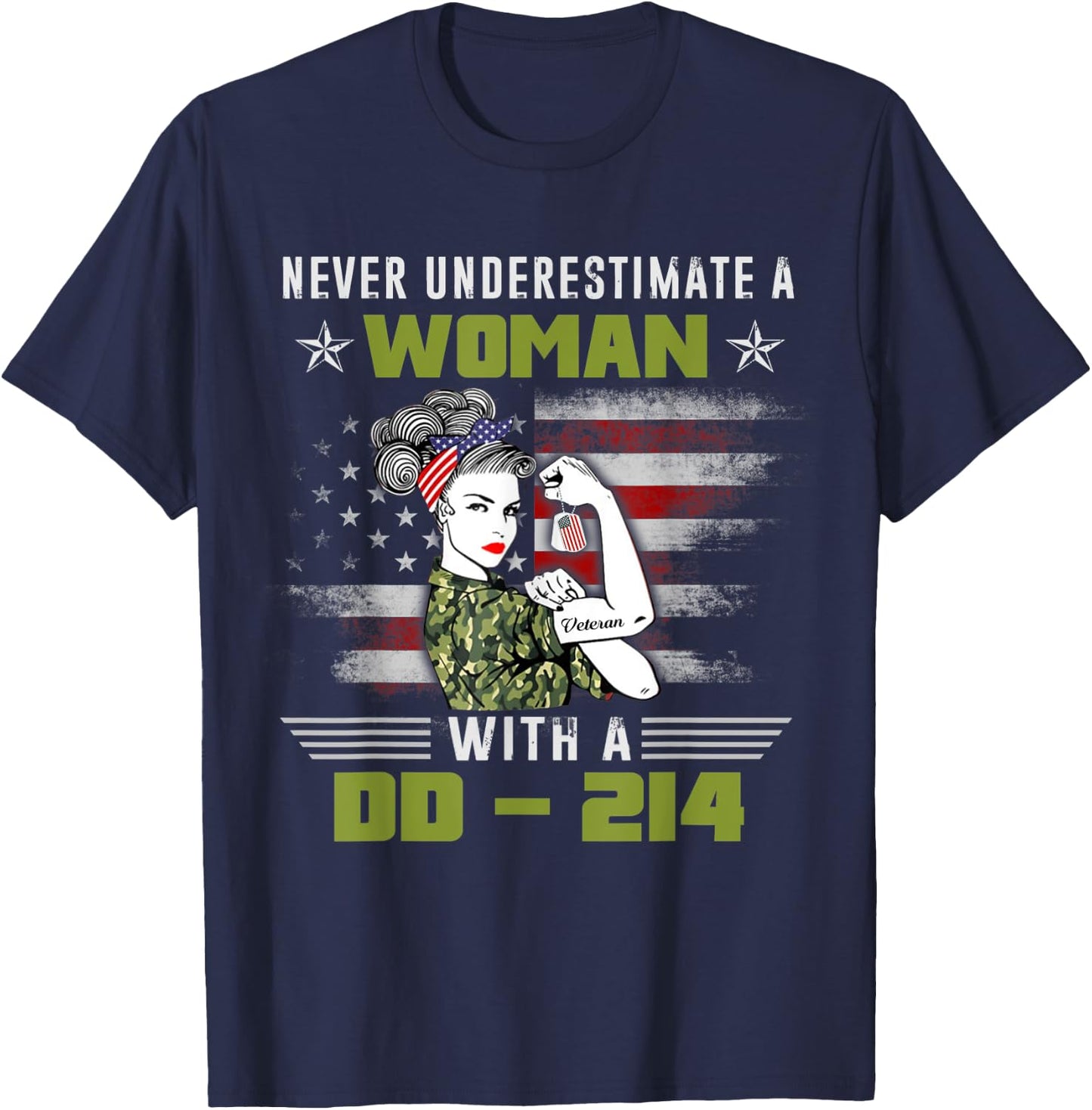 Women With DD-214 Female Veterans Proud Women Veteran T-Shirt - T-Shirt | Navy