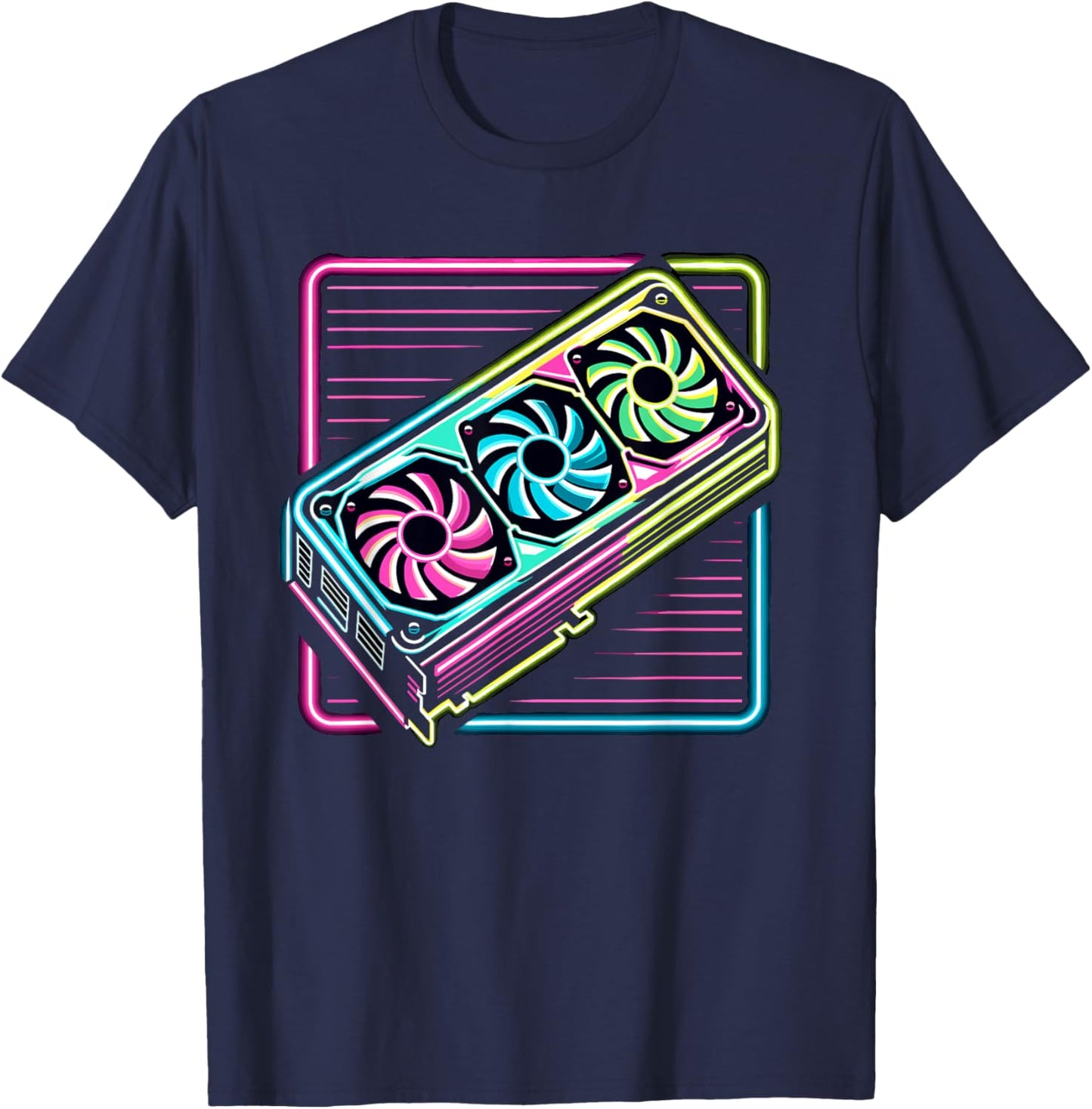 RGB Gaming Graphics Card Aesthetic GPU Video Gamer T-Shirt - T-Shirt | Navy