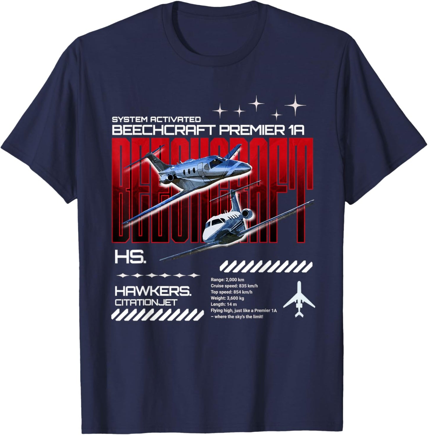 Light Hawkers Beechcraft 1A T-Shirt - T-Shirt | Navy