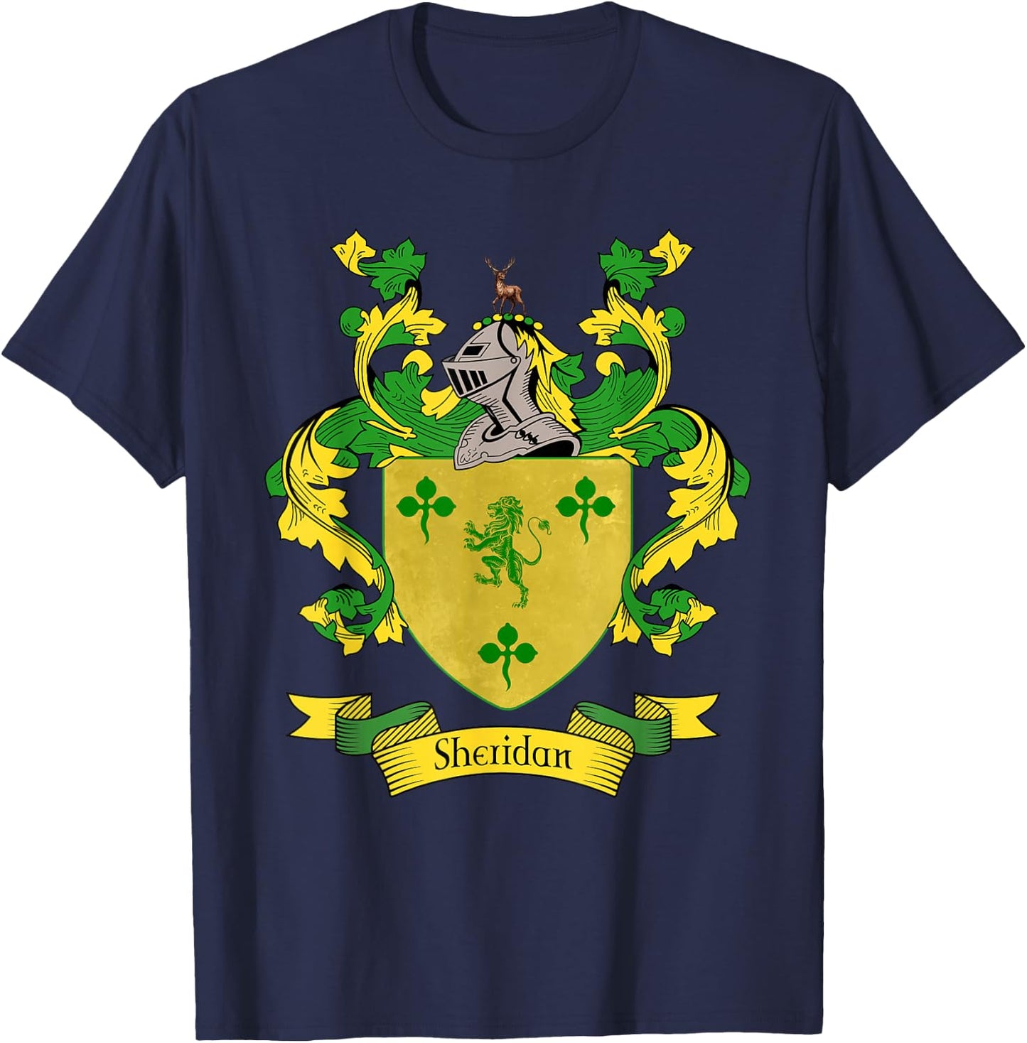 Sheridan Coat of Arms | Sheridan Surname Family Crest T-Shirt - T-Shirt | Navy