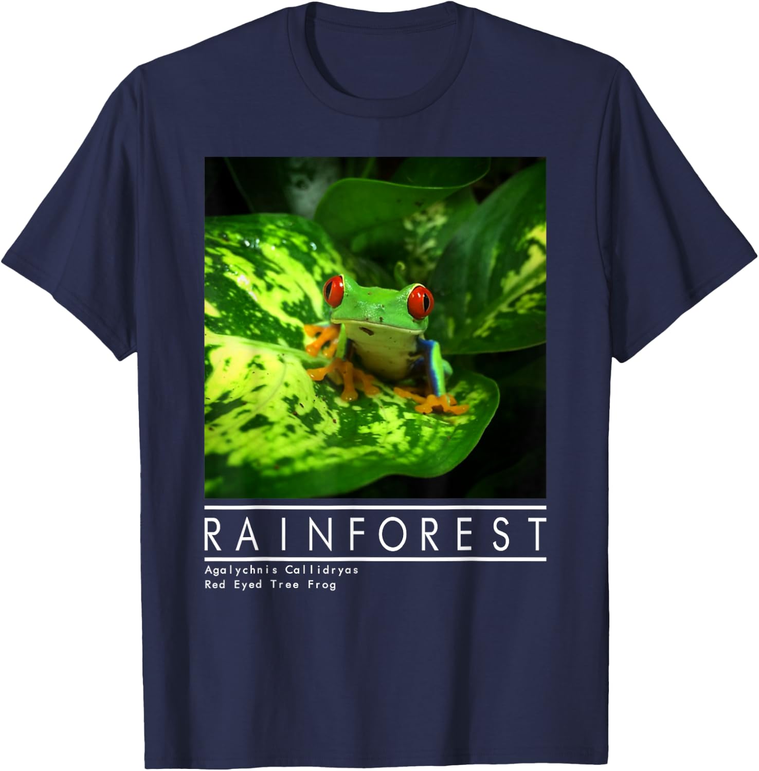 Red Eyed Tree Frog Rainforest Amphibian T-Shirt - T-Shirt | Navy