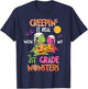 Creepin It Real With My 1st Grade Monsters Halloween Teacher T-Shirt - T-Shirt | Navy