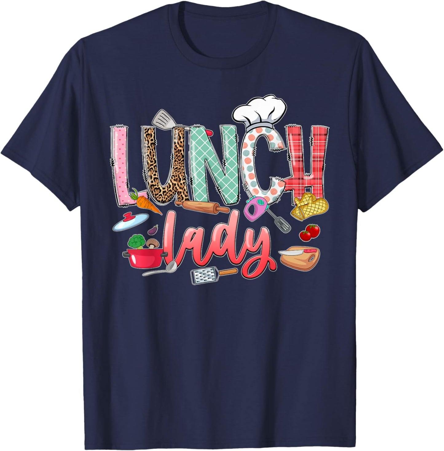 Lunch Lady, Lunch Lady Squad, School Lunch Ladies , Small, Black T-Shirt - T-Shirt | Navy