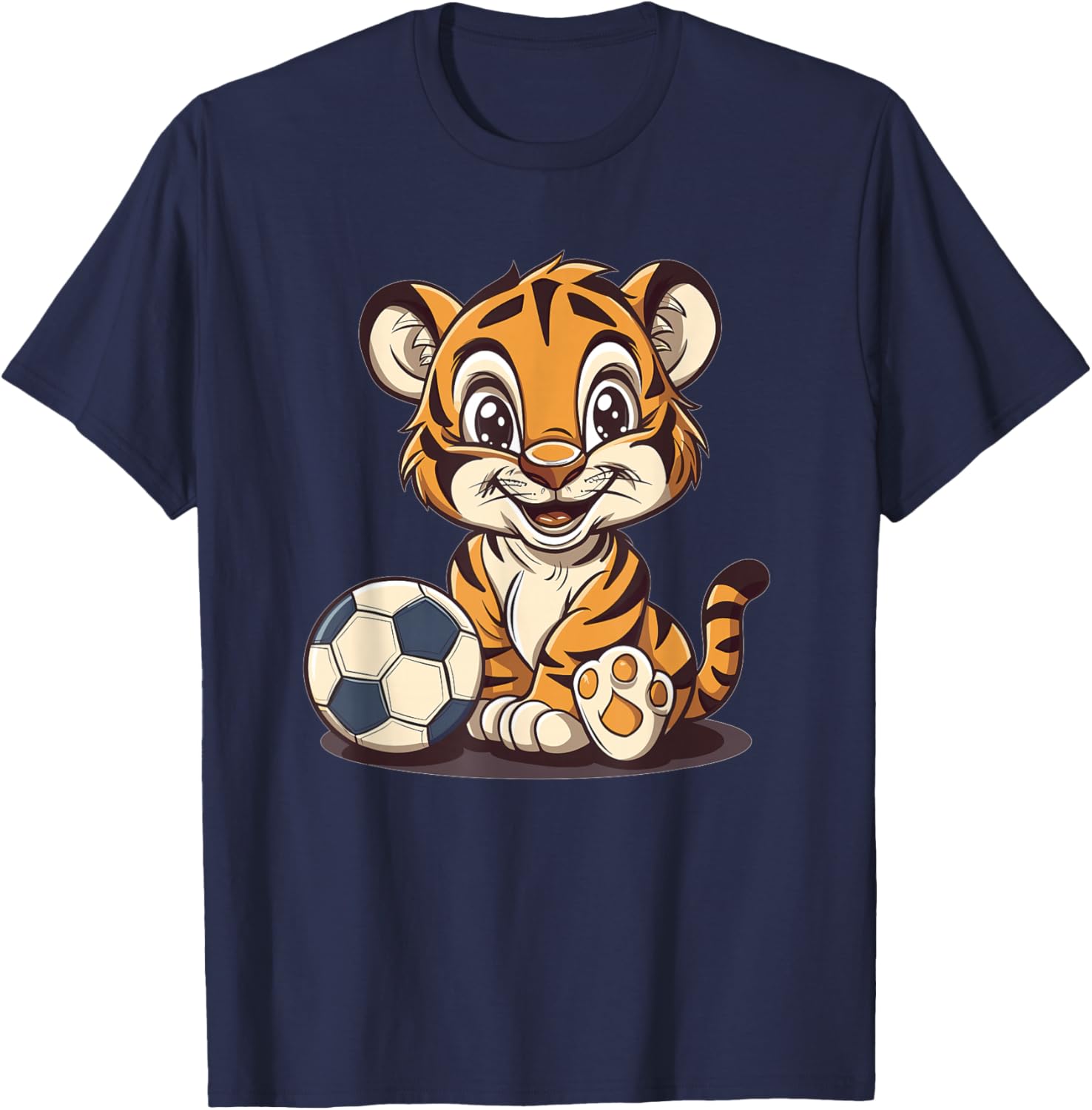 Cute Soccer Tiger T-Shirt - T-Shirt | Navy