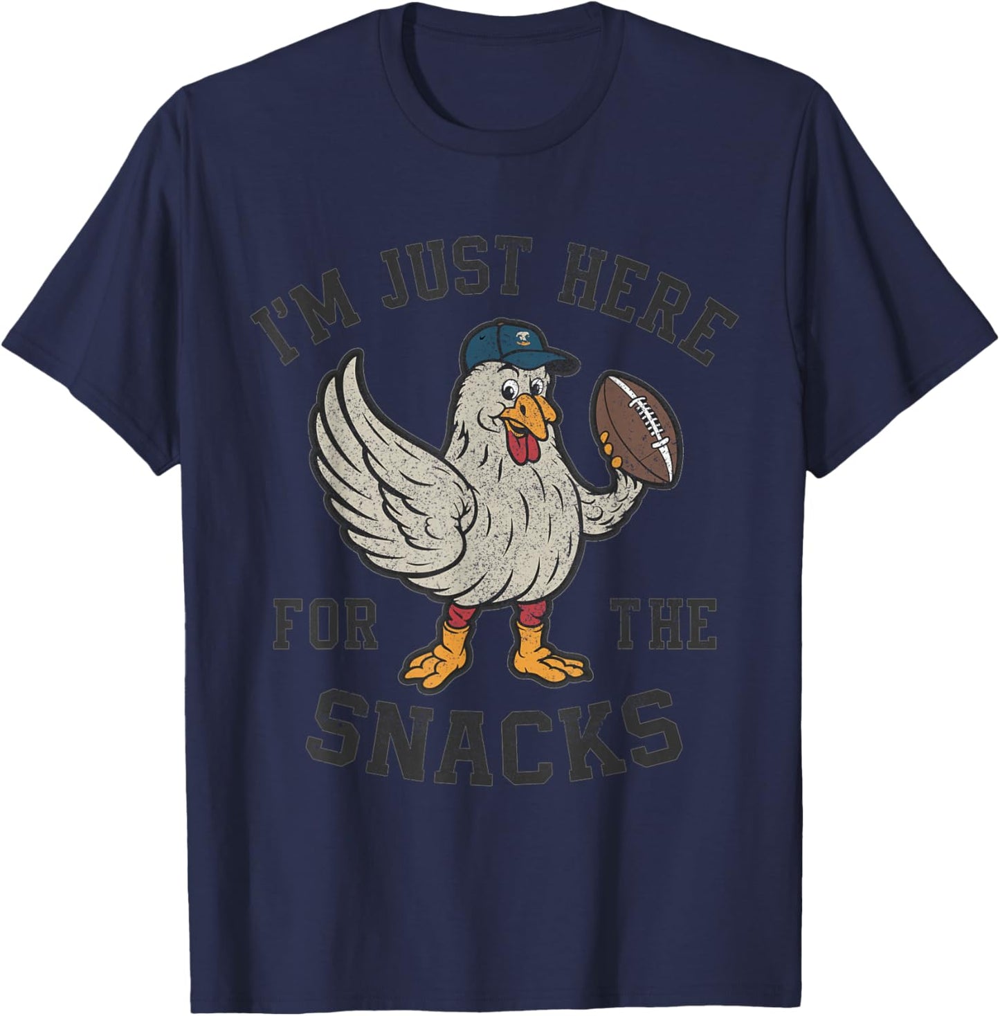 Funny I'm Just Here For The Snacks Football T-Shirt - T-Shirt | Navy