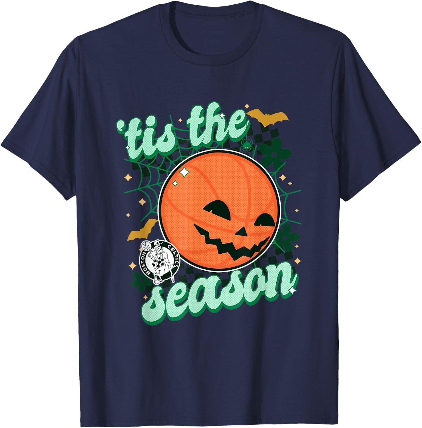 NBA Boston Celtics Halloween Spooky Season T-Shirt - T-Shirt | Navy