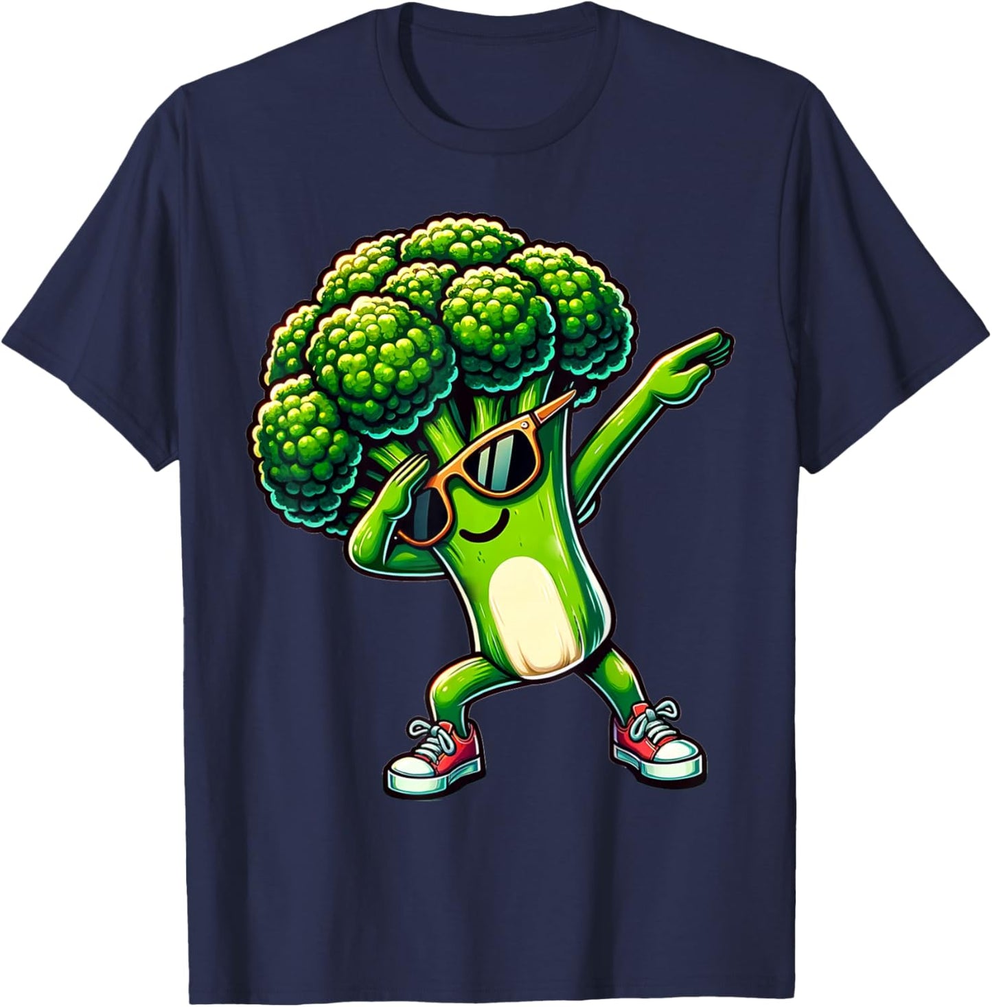 Dabbing Brokkoli | Lustiger grüner Brokkoli mit Gemüse Motiv T-Shirt - T-Shirt | Navy