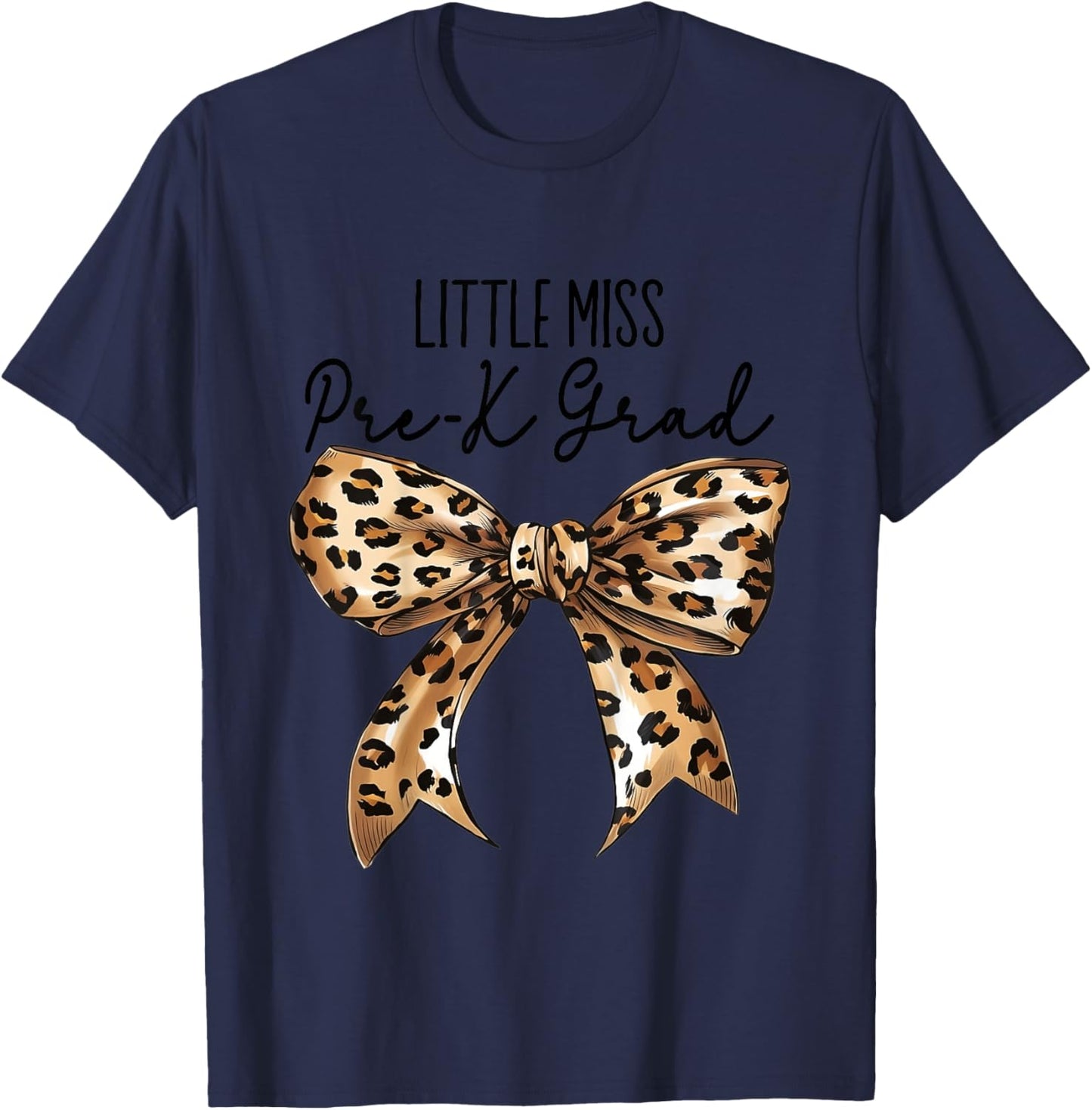 Kids Little Miss Pre-K Grad Bow Coquette 2026 T-Shirt - T-Shirt | Navy