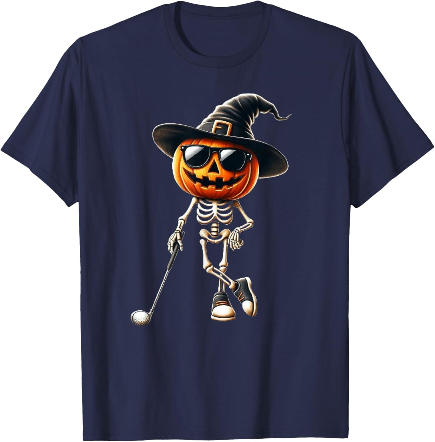 Skeleton Golf Pumpkin Golfing Golfer Halloween Costume Idea T-Shirt - T-Shirt | Navy