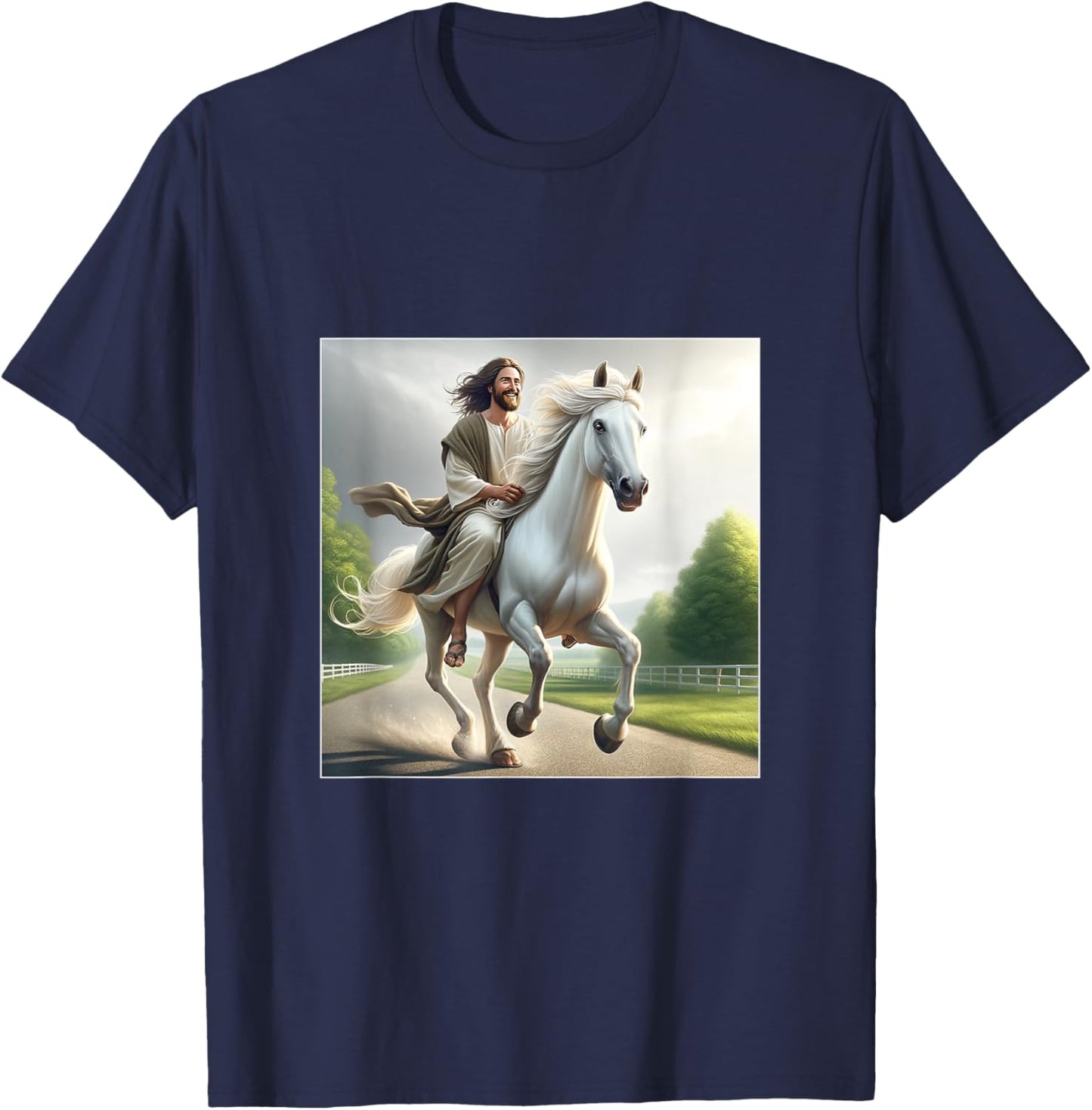 Jesus Riding a White Horse T-Shirt - T-Shirt | Navy