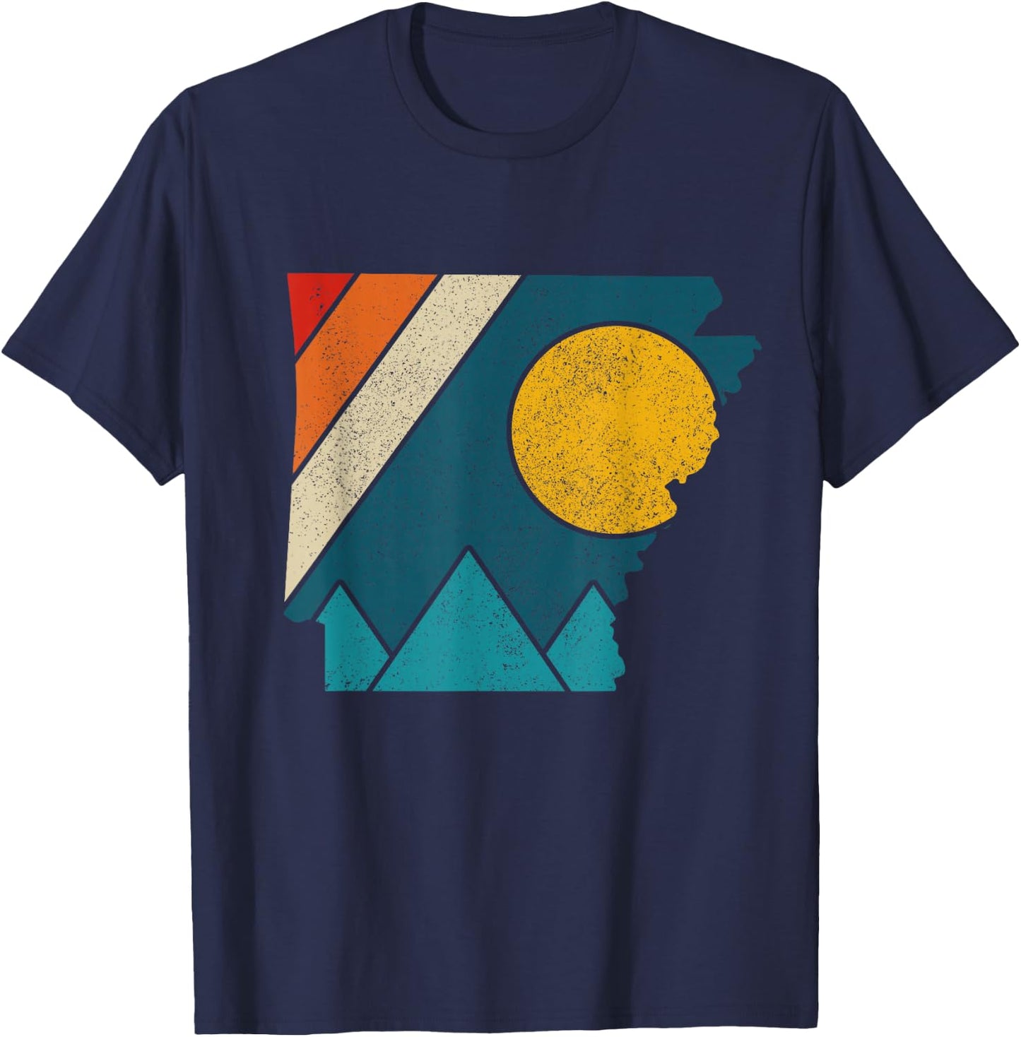 Arkansas Vintage State Map Mountains Hiking Pride Gift T-Shirt - T-Shirt | Navy