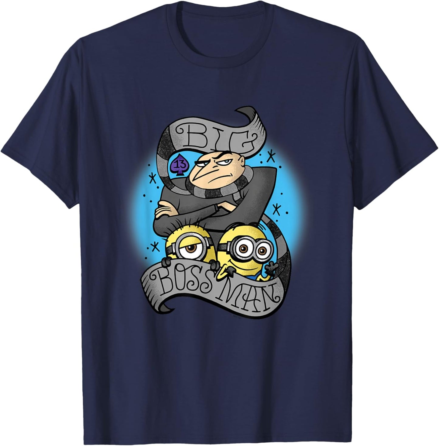 Minions Big Boss Man Gru Retro Logo T-Shirt - T-Shirt | Navy