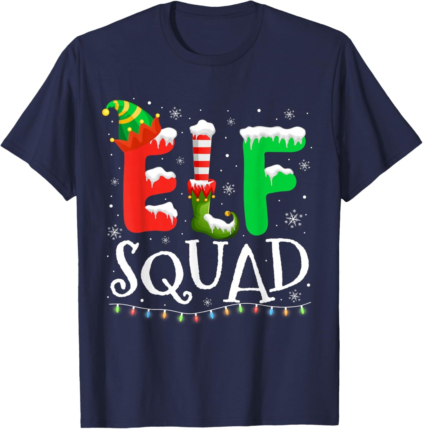 Elf Family Christmas Matching Pajamas Xmas Elf Squad T-Shirt - T-Shirt | Navy