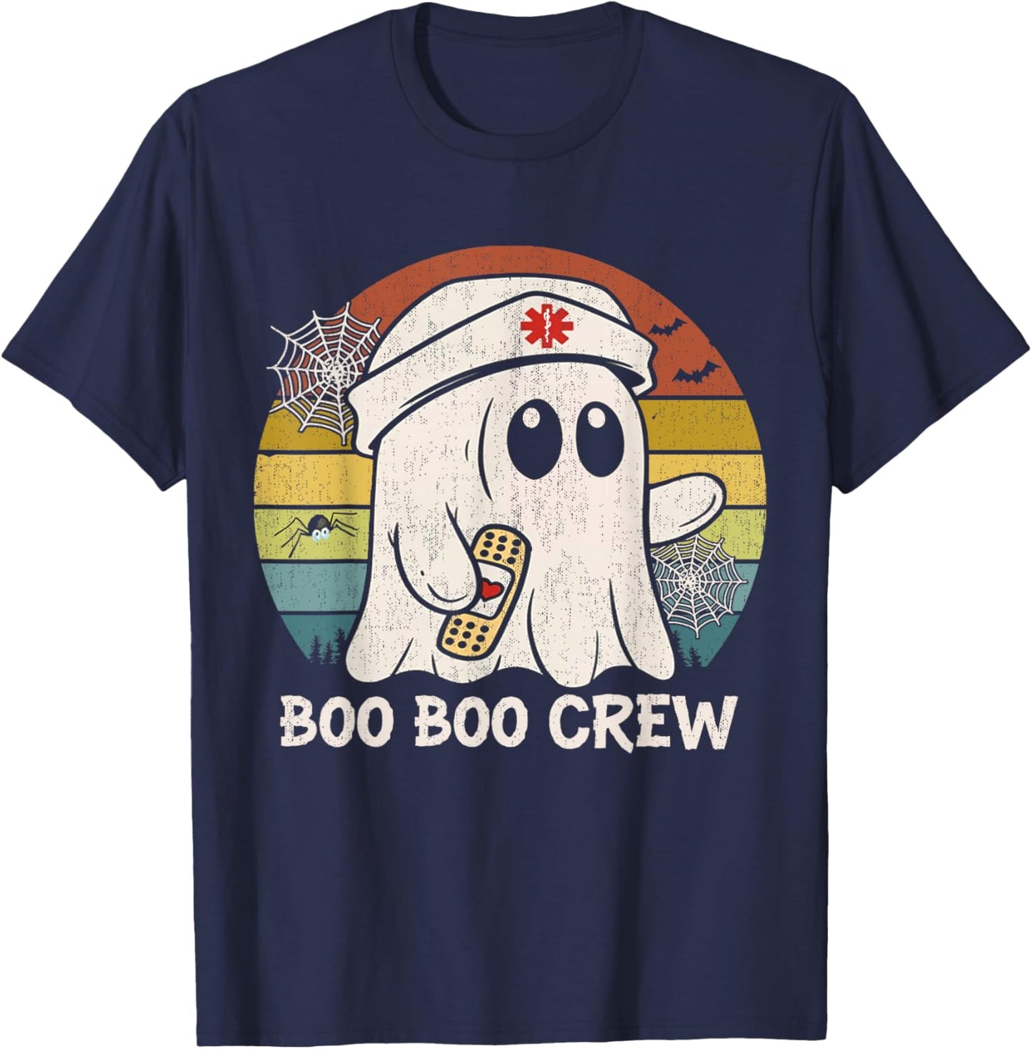 Boo Boo Crew Nurse Shirt Funny Ghost Women Halloween Nurse T-Shirt - T-Shirt | Navy