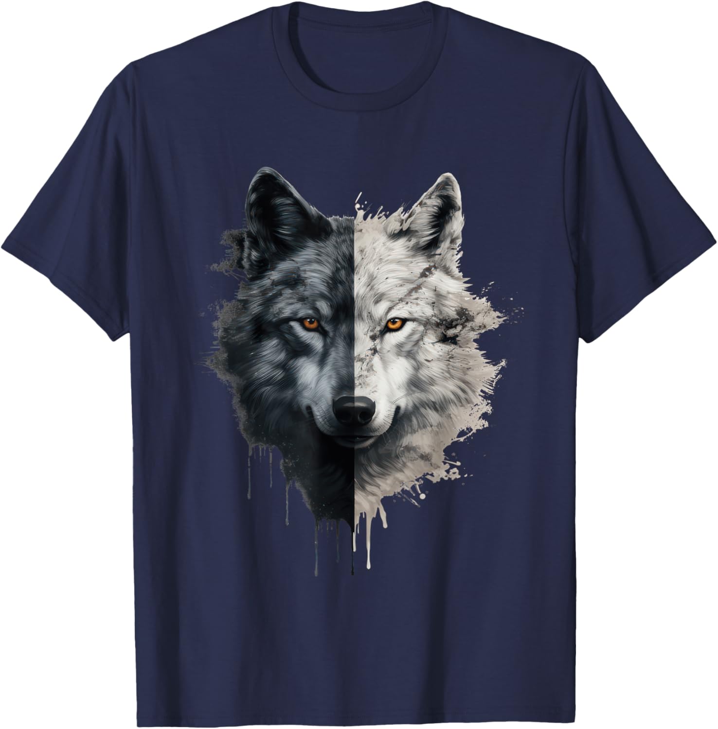 Wolf Face Graphic T-Shirt - T-Shirt | Navy