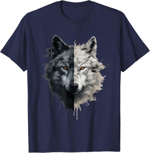 Wolf Face Graphic T-Shirt - T-Shirt | Navy