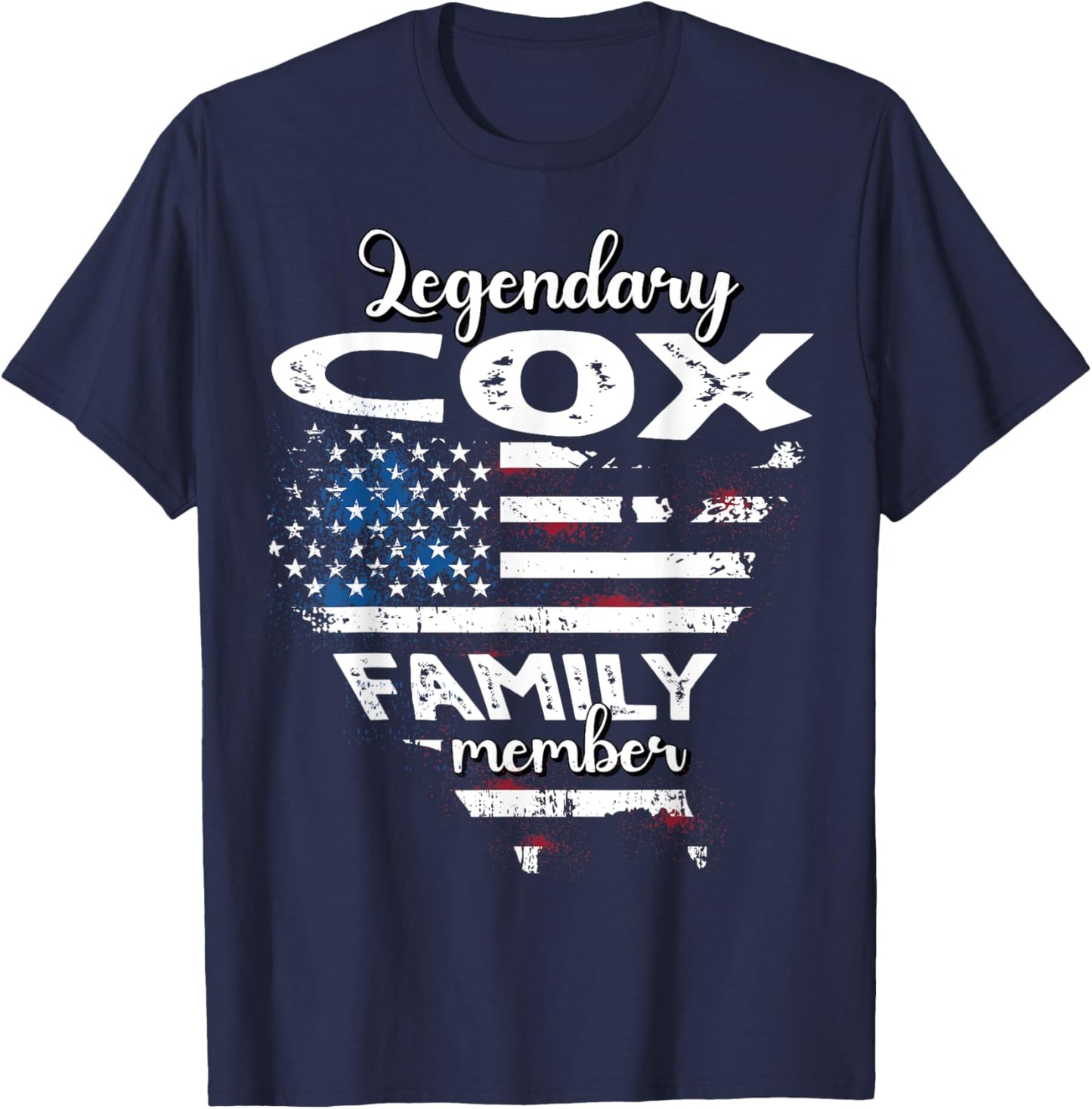 Surname Cox US Flag Cox Last Name Cox T-Shirt - T-Shirt | Navy