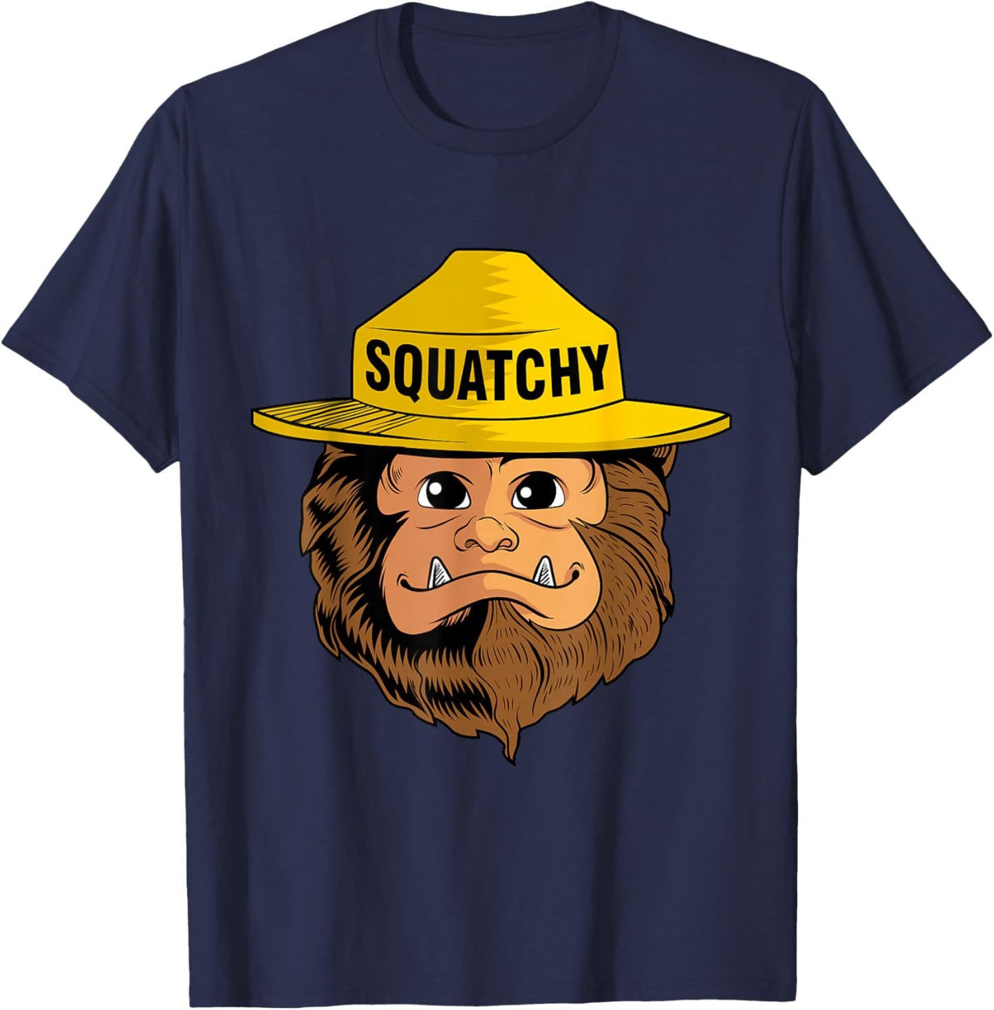 Bigfoot Squatchy Sasquatch Camping Hiking Retro Vintage T-Shirt - T-Shirt | Navy