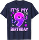 9th Birthday Butterfly Nine Bday 9 Year Old Birthday Girl T-Shirt - T-Shirt | Navy