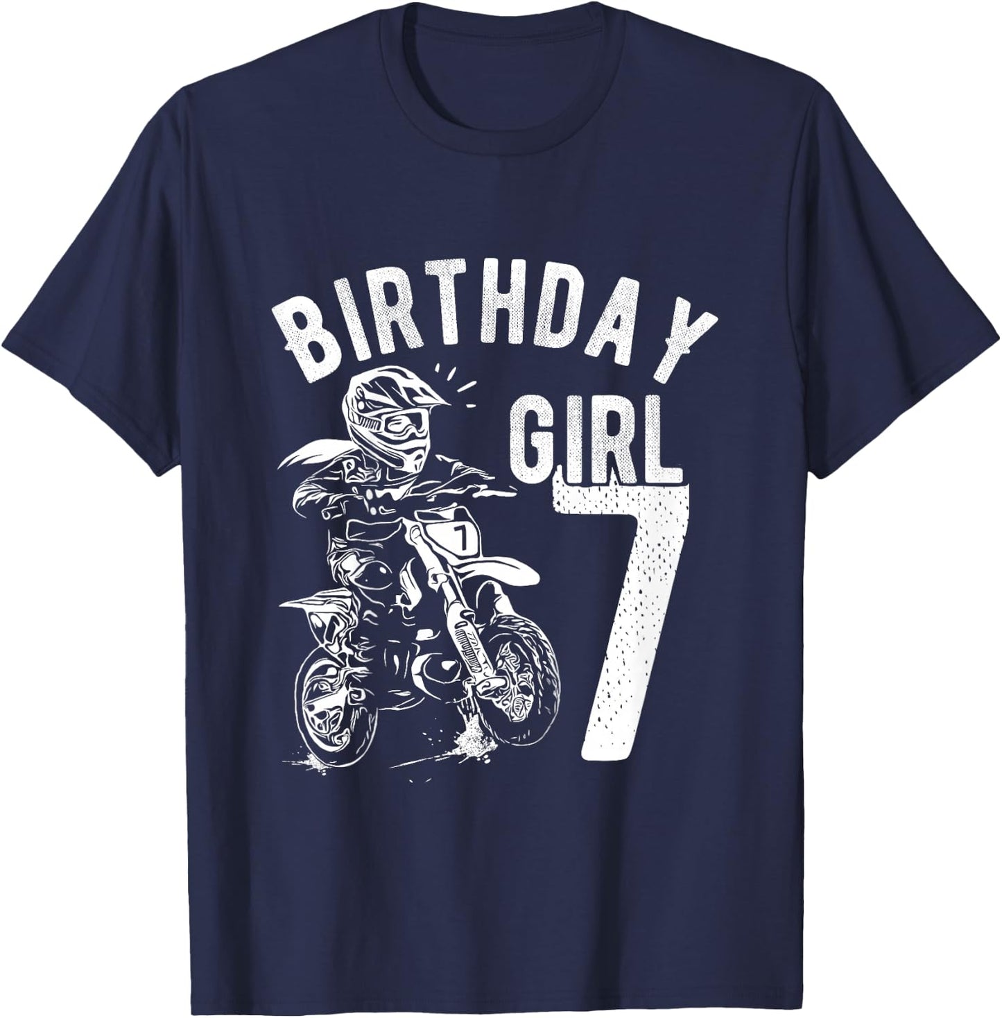 7 years old kid - Birthday girls - Dirt bike - Motorcycle T-Shirt - T-Shirt | Navy