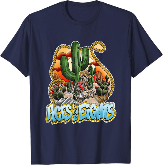 Aces And Eights Desert Scene T-Shirt - T-Shirt | Navy