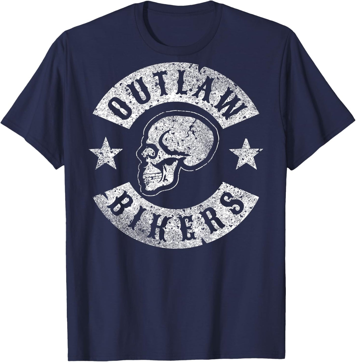 Outlaw Biker Shirt Skull Motorcycle chopper T-Shirt - T-Shirt | Navy
